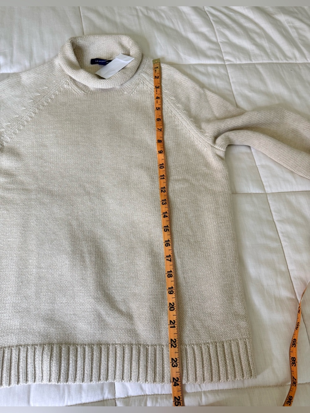 NWT Lands End cotton knit turtleneck sweater Oatmeal preppy classic medium - Picture 8 of 8